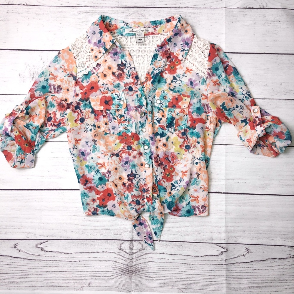 American Rag Floral Button Blouse - Picture 6 of 11